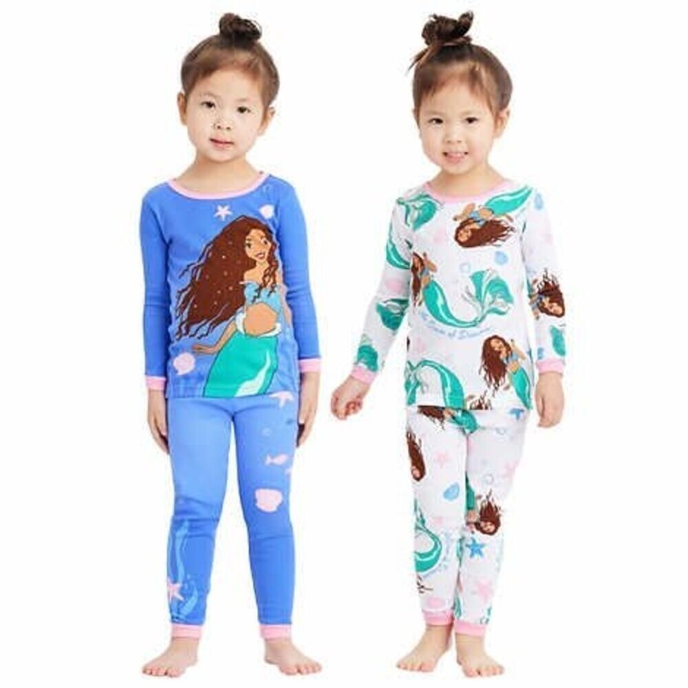 Disney Ariel Character Kids' 4-piece Cotton Pajama Set Size 2T New with Tags! - Picture 3 of 7